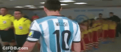A Soccer Player Wearing A Blue And White Striped Shirt With The Number 10 On It GIF