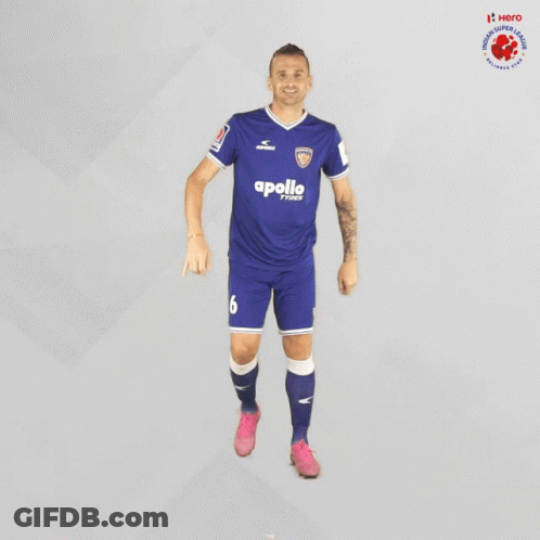 A Soccer Player Wearing A Blue Apollo Jersey Gives A Thumbs Up GIF