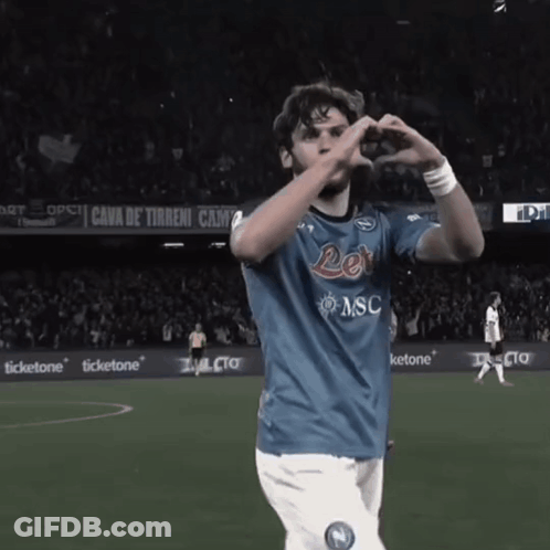 A Soccer Player Wearing A Blue Jersey That Says Msc On It GIF