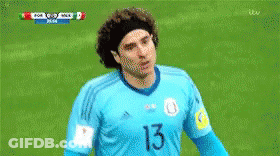 A Soccer Player Wearing A Blue Jersey With The Number 13 GIF