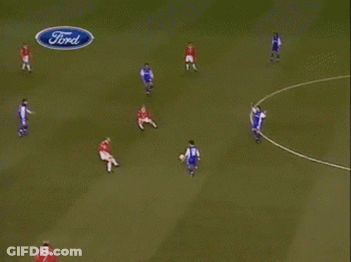 A Soccer Player Wearing A Blue Jersey With The Number 17 On It GIF