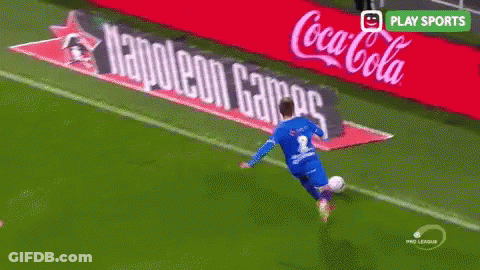 A Soccer Player Wearing A Blue Jersey With The Number 2 On It GIF