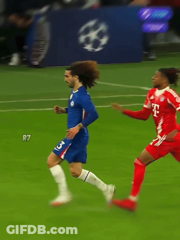 A Soccer Player Wearing A Blue Jersey With The Number 3 On It GIF
