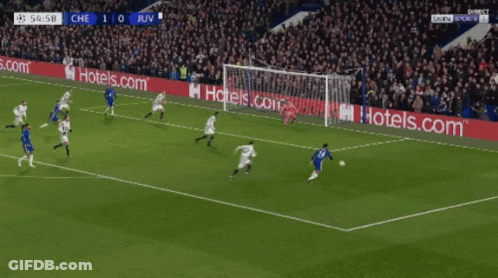 A Soccer Player Wearing A Blue Jersey With The Number 3 On It GIF