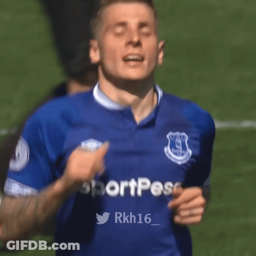 A Soccer Player Wearing A Blue Jersey With The Word Sport On The Sleeves GIF