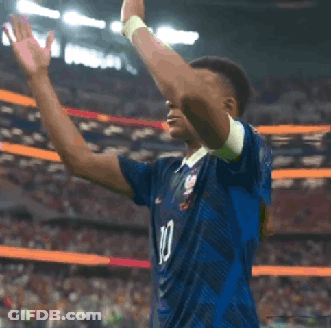 A Soccer Player Wearing A Blue Number 10 Jersey GIF