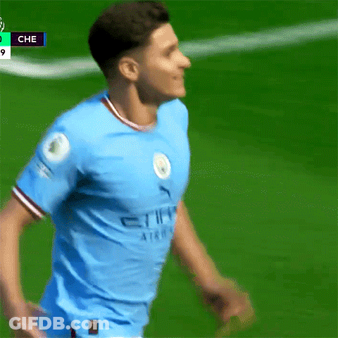 A Soccer Player Wearing A Blue Shirt That Says City GIF