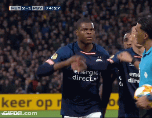 A Soccer Player Wearing A Blue Shirt That Says Energie Direct On It GIF