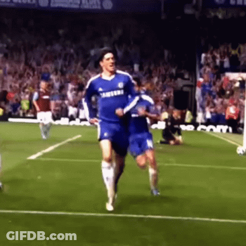 A Soccer Player Wearing A Blue Shirt That Says Samsung On It GIF