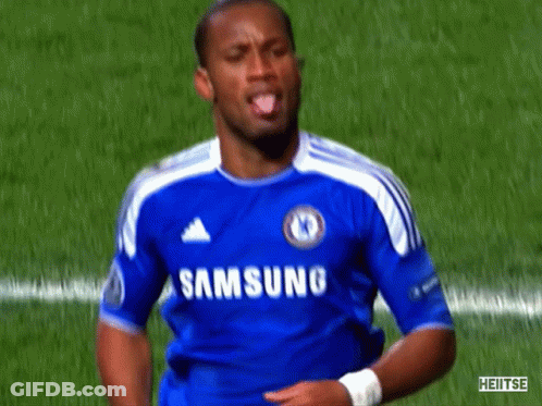A Soccer Player Wearing A Blue Shirt That Says Samsung On It GIF
