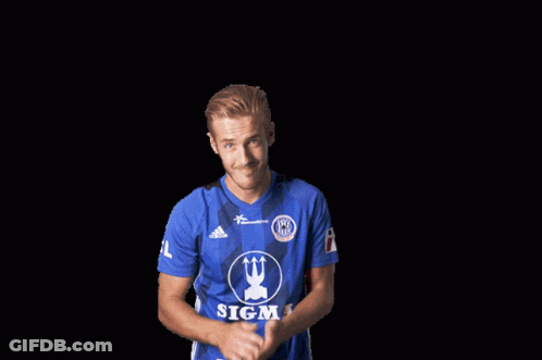 A Soccer Player Wearing A Blue Shirt That Says Sigma On It GIF