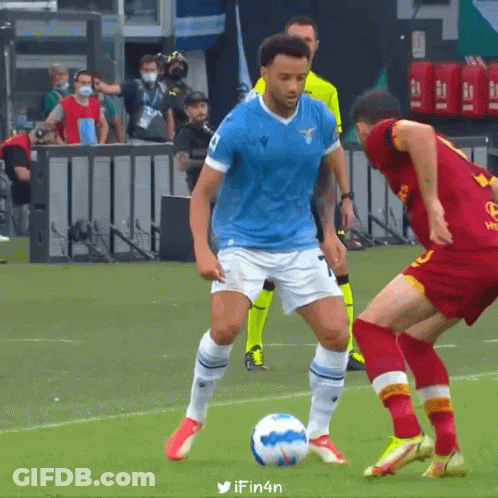 A Soccer Player Wearing A Blue Shirt With The Letter L On It GIF