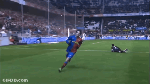 A Soccer Player Wearing A Blue Unicef Jersey Stands On The Field GIF