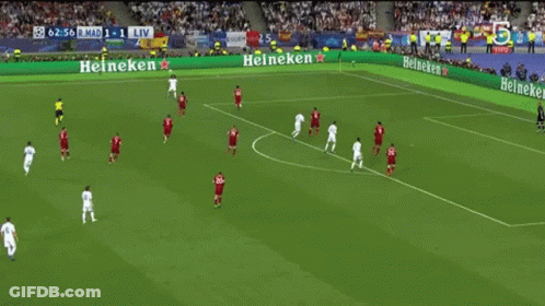 A Soccer Player Wearing A Fly Emirates Jersey Is Celebrating A Goal GIF
