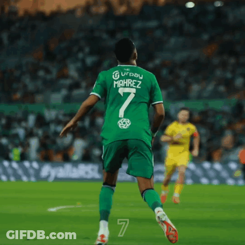 A Soccer Player Wearing A Green Number 7 Jersey GIF