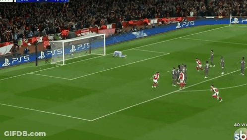 A Soccer Player Wearing A Grey Emirates Fly Better Shirt GIF