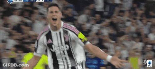 A Soccer Player Wearing A Jeep Jersey Celebrates His Goal GIF