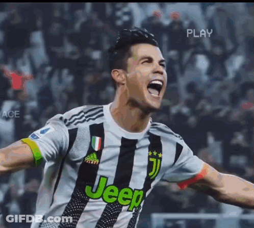 A Soccer Player Wearing A Jeep Jersey Is Celebrating A Goal GIF