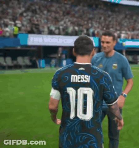 A Soccer Player Wearing A Jersey That Says Messi On It GIF