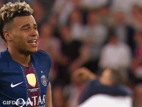 A Soccer Player Wearing A Jersey That Says Qatar Is Crying GIF