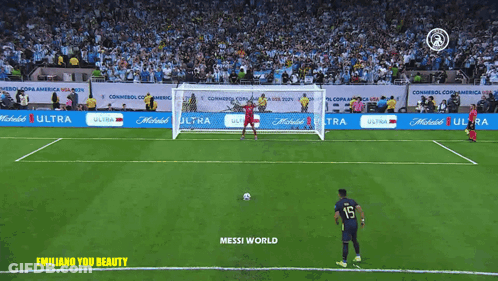 A Soccer Player Wearing A Number 15 Jersey Stands In Front Of A Goal GIF