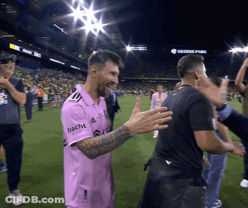 A Soccer Player Wearing A Pink Shirt That Says Fracht GIF