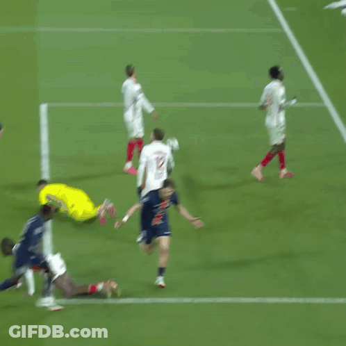 A Soccer Player Wearing A Qatar Airways Jersey Runs On The Field GIF