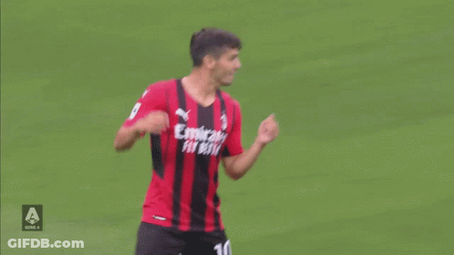 A Soccer Player Wearing A Red And Black Jersey With Emirates Fly Better On It GIF