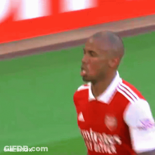 A Soccer Player Wearing A Red And White Jersey Is Standing On A Field . GIF