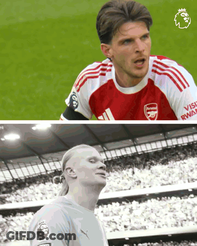 A Soccer Player Wearing A Red And White Jersey With Arsenal On It GIF