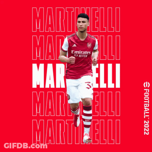 A Soccer Player Wearing A Red Emirates Fly Better Shirt GIF