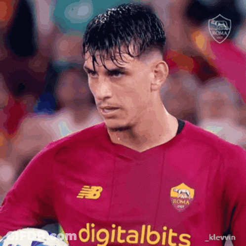 A Soccer Player Wearing A Red Jersey That Says Digitalbits On It GIF