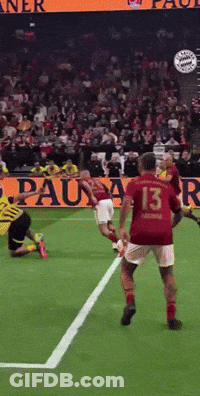 A Soccer Player Wearing A Red Jersey With The Number 13 On It GIF