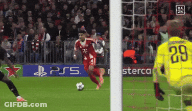 A Soccer Player Wearing A Red Jersey With The Number 21 On It GIF