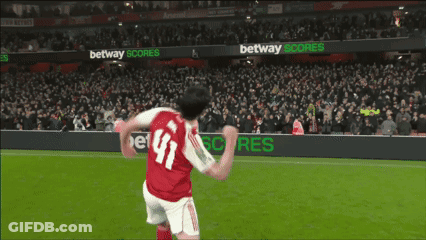 A Soccer Player Wearing A Red Jersey With The Number 41 On It GIF