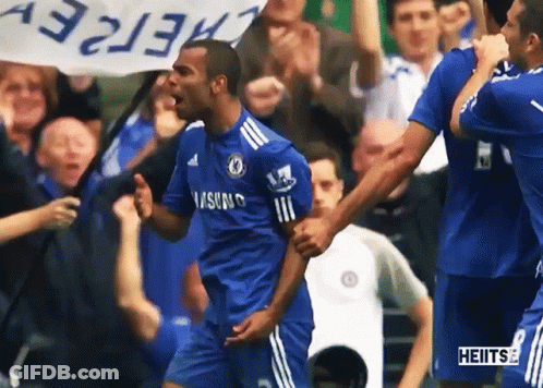 A Soccer Player Wearing A Samsung Jersey Celebrates A Goal GIF