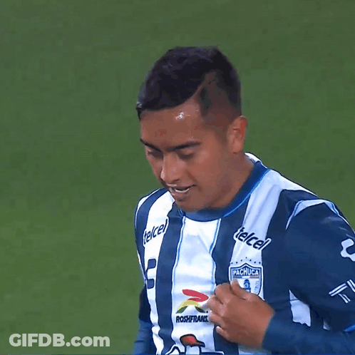 A Soccer Player Wearing A Shirt With Telcel On The Front GIF