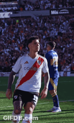 A Soccer Player Wearing A White Jersey That Says Codere GIF