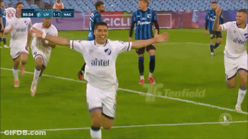 A Soccer Player Wearing A White Shirt That Says Antel GIF