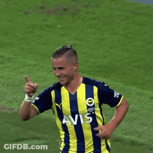 A Soccer Player Wearing A Yellow And Blue Striped Jersey With Avs On It GIF