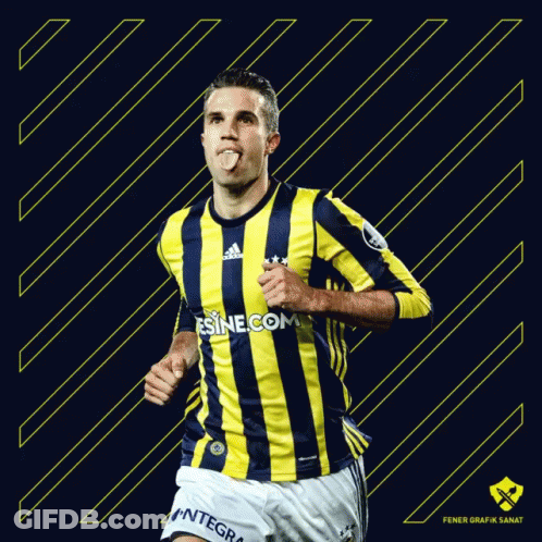 A Soccer Player Wearing A Yellow And Blue Striped Shirt That Says " Esine.com " GIF