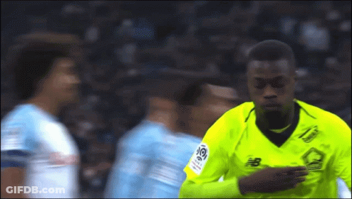 A Soccer Player Wearing A Yellow Jersey With A New Balance Logo On It GIF