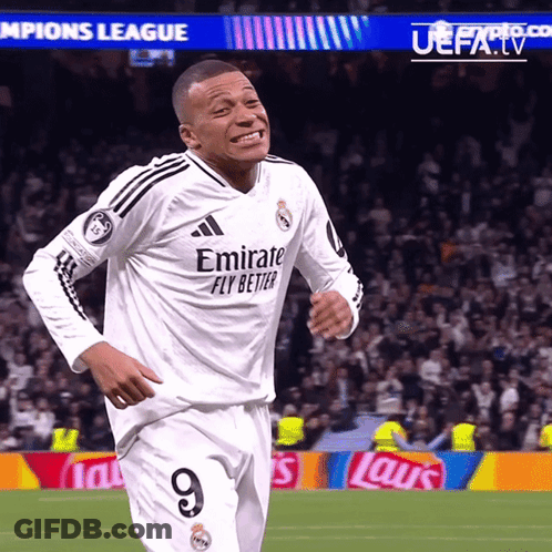 A Soccer Player Wearing An Emirates Fly Better Jersey GIF