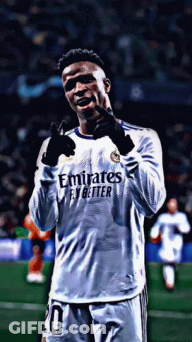 A Soccer Player Wearing An Emirates Fly Better Shirt GIF