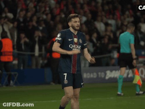 A Soccer Player Wears A Qatar Airways Shirt GIF