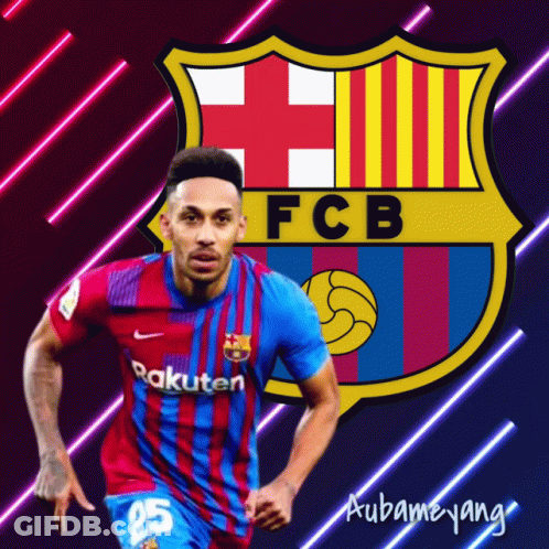A Soccer Player With The Fcb Logo Behind Him GIF