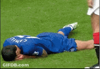 A Soccer Player With The Name Cahill On His Jersey Is Laying On The Ground GIF