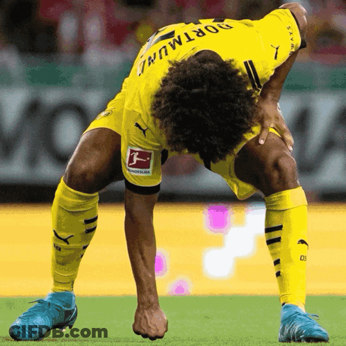 A Soccer Player With The Name Dortmund On The Back Of His Shirt GIF