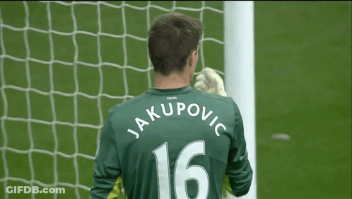 A Soccer Player With The Name Jakupovic On The Back Of His Shirt GIF
