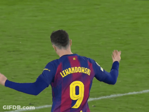 A Soccer Player With The Name Lewandowski And The Number 9 GIF